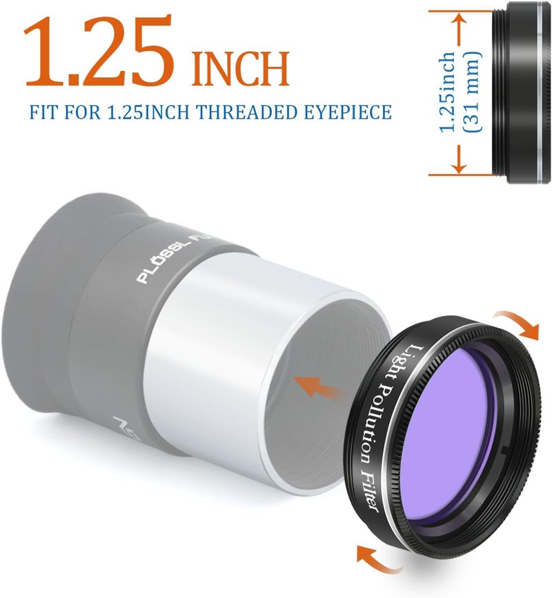 WEOOEN 1.25inch Light Pollution Filter for Telescope, Perfect for Viewing Moon and Planets, Metal Cell and Optical Glass - Image 3